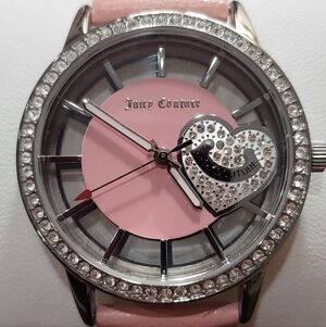 Juicy Couture Women's Watch With A Pink Leather Strap. Swarovski Crystals.
